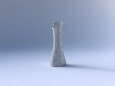 Vase squeezed and bent hexagon 2 with grid plates 3D print model