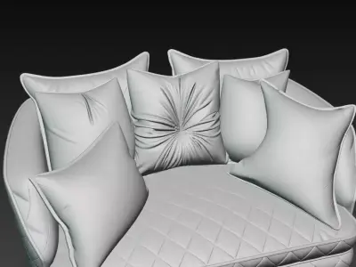 Modern Luxury Quilted Velvet Sofa 3D Model 3D model