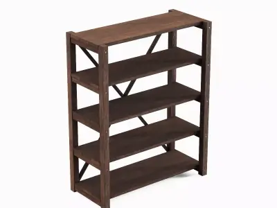 Wide Pottery Shelf B 04 Low-poly 3D model