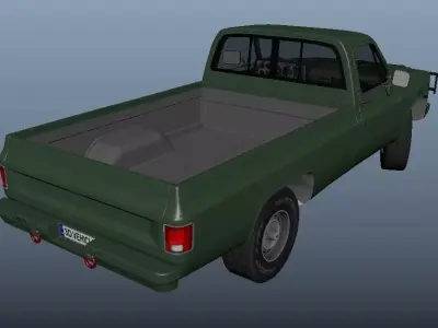 Military pickup truck  Low-poly 3D model