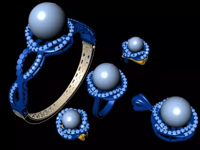 Diamond and Pearl Jewellery Sets Concept 3D print model purchase
