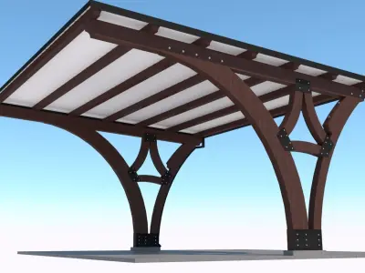 Modern Wooden Carport 3D model 3D model