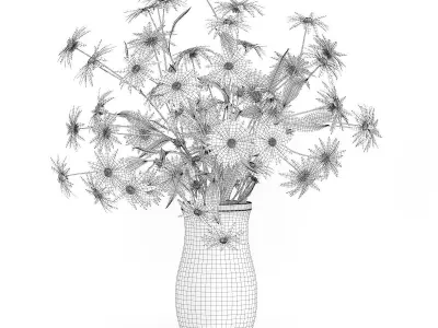 Coneflowers in Ceramic Vase 3D model