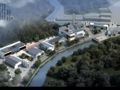 The area before the factory design 3D model