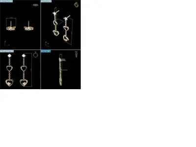 Women Heart Earring 3dm STL OBJ FBX Render Details 3D print model