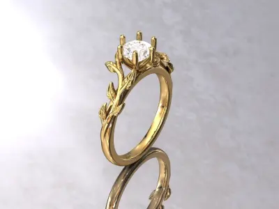 Leaf Vines Engagement Ring 3D print model
