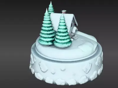 Snow Globe House 3D Model Winter Decoration Low-poly 3D model