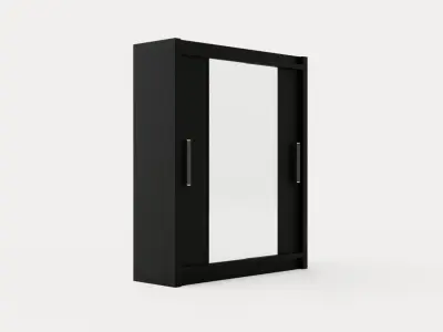 Prague Wardrobe Sliding Doors Narrow Mirror Low-poly 3D model
