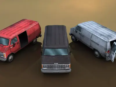 Police and Robber Vans Low-poly 3D model