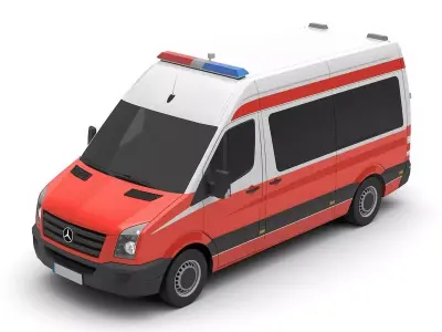 Low Poly Medical Ambulance 3D Model Low-poly 3D model
