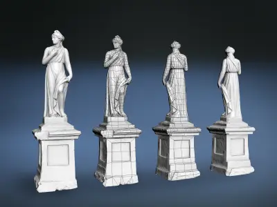 Statue of a Woman holding flowers Low-poly 3D model