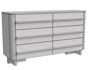 Mid Natural Oak Veneer Chest Of Drawers Low-poly 3D model