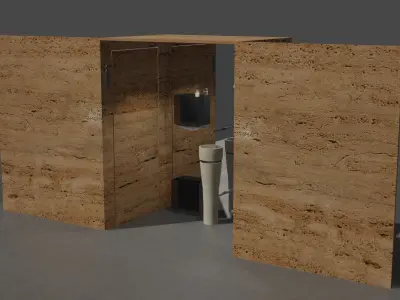 WC SOCIAL - TRAVERTINO AND BOTTICINO MARBLE STONE Low-poly 3D model