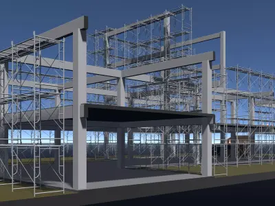 Town hall building under construction in section cut 25-57 3D model