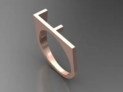 alphabet ring letter F 3D print model