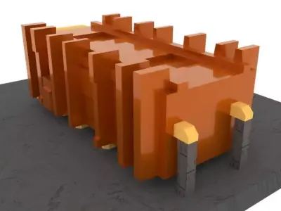 heavy metal industrial equipment with metal box Low-poly 3D model