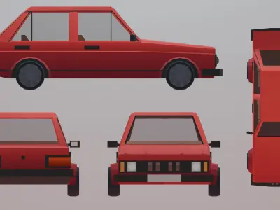 Low poly car model with various modifications Low-poly 3D model