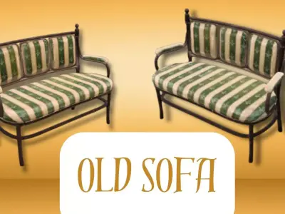 Old Sofa 3D Model  Low-poly 3D model