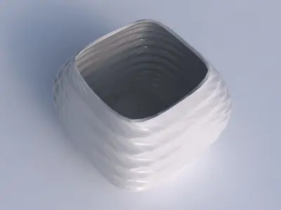 Bowl semi-quadratic with sections and twisted lines 3D print model