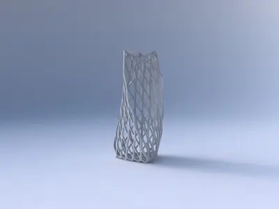 Vase twist curved tipping triangle 2 with diagonal grid lattice 3D print model