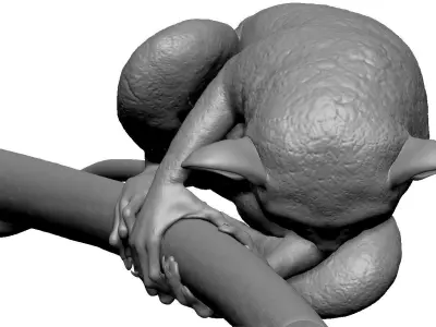 Tarsier gripping a branch 3D model