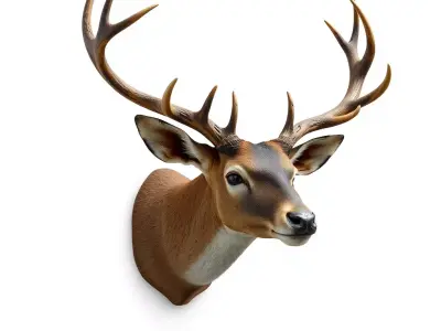 Realistic Deer Head Wall Mount Low-poly 3D model