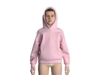 Kids female hoodie 3D model
