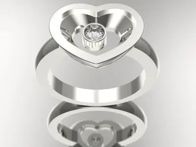 Luxury Heart Ring with glass Diamond 3mm Chopard 3D print model