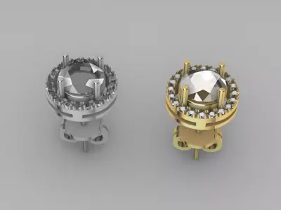 Luxury Stud Earring 3D Print Model  Gemstone Setting Design 3D print model
