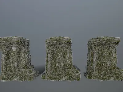 statue 2 stone structure Low-poly 3D model