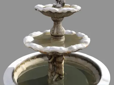 ancient old Italian fountain Low-poly 3D model
