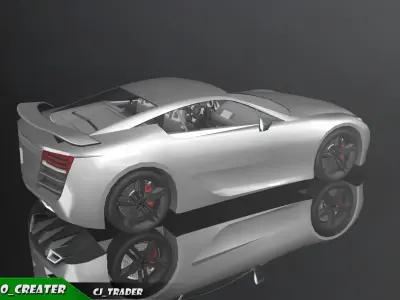 Low-Poly Lexus LFA White Racing Car  3D Model Low-poly 3D model