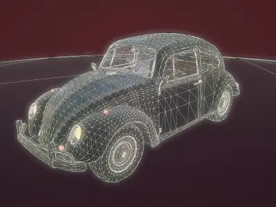 Old Beetle Low-poly 3D model