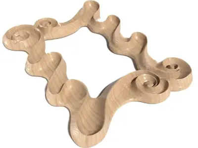 Frame-009 wooden frame with swirls 3D model