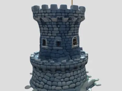 Stone Tower 3D Model PBR Textured Game Ready 3D model