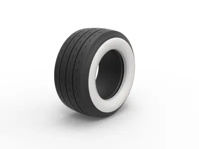 Whitewall race tire Scale 1 to 25 3D print model