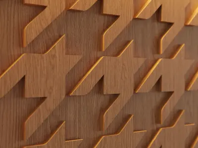 Decorative Wooden Wall Model 3 3D model