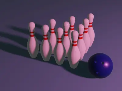 Bowling ball and pin Low-poly 3D model