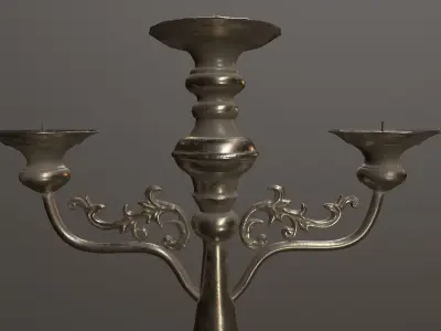 Old candle holder low-poly Low-poly 3D model