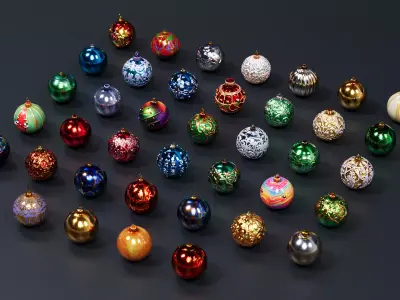 Christmas decoration colored ball 3D model