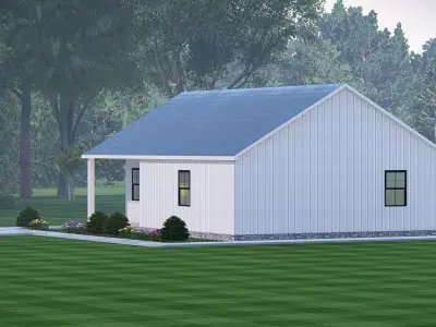 Modern Barndominium House 3D Model with Rustic Metal Siding 3D model