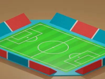 Football  Field Low-poly 3D model