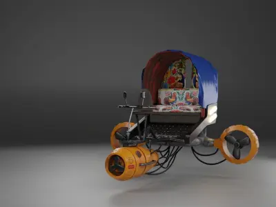 cyberpunk desi sci-fi vehicle 3d model with PBR texture 3D model