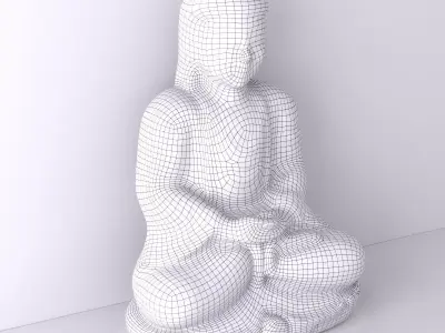 Carved Marble Praying Buddha Statue 3D model