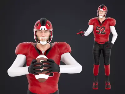 American Football Player - Rigged Low-poly 3D model