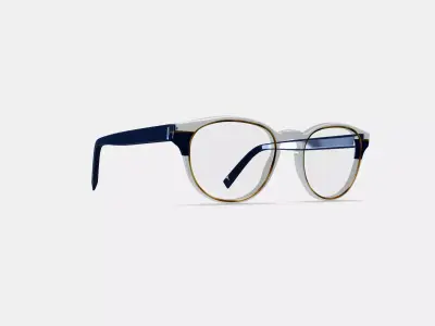 Percey Eyeglasses in Crystal with Oak Barrel and Blue Bay 3D model