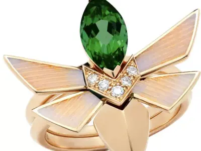 Fly ring with diamonds and  enamel 3D print model