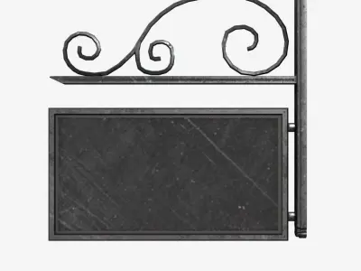 Signboard wrought iron sign with scrolls 3D model