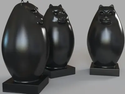 Le Chat Sculpture Bronze 3D model