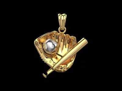 Baseball Glove Ball and Bat Pendant N235 3D print model